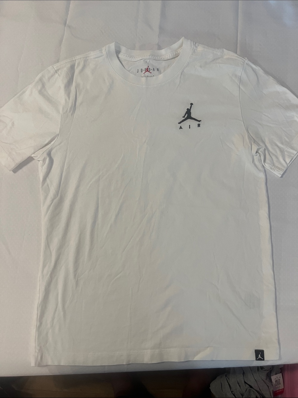 Jordan White Crewneck Tee with Black Jumpman Logo